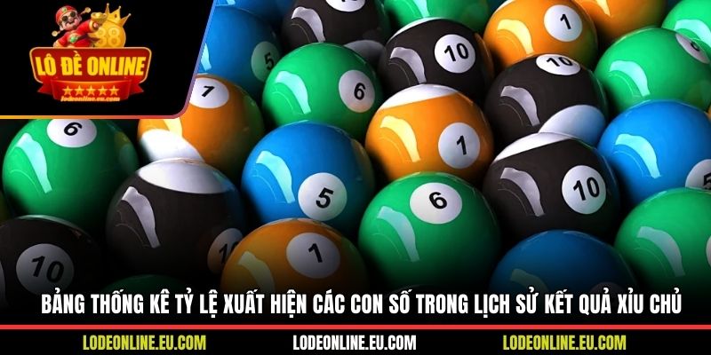 Bảng thống kê tỷ lệ xuất hiện các con số trong lịch sử kết quả xỉu chủ